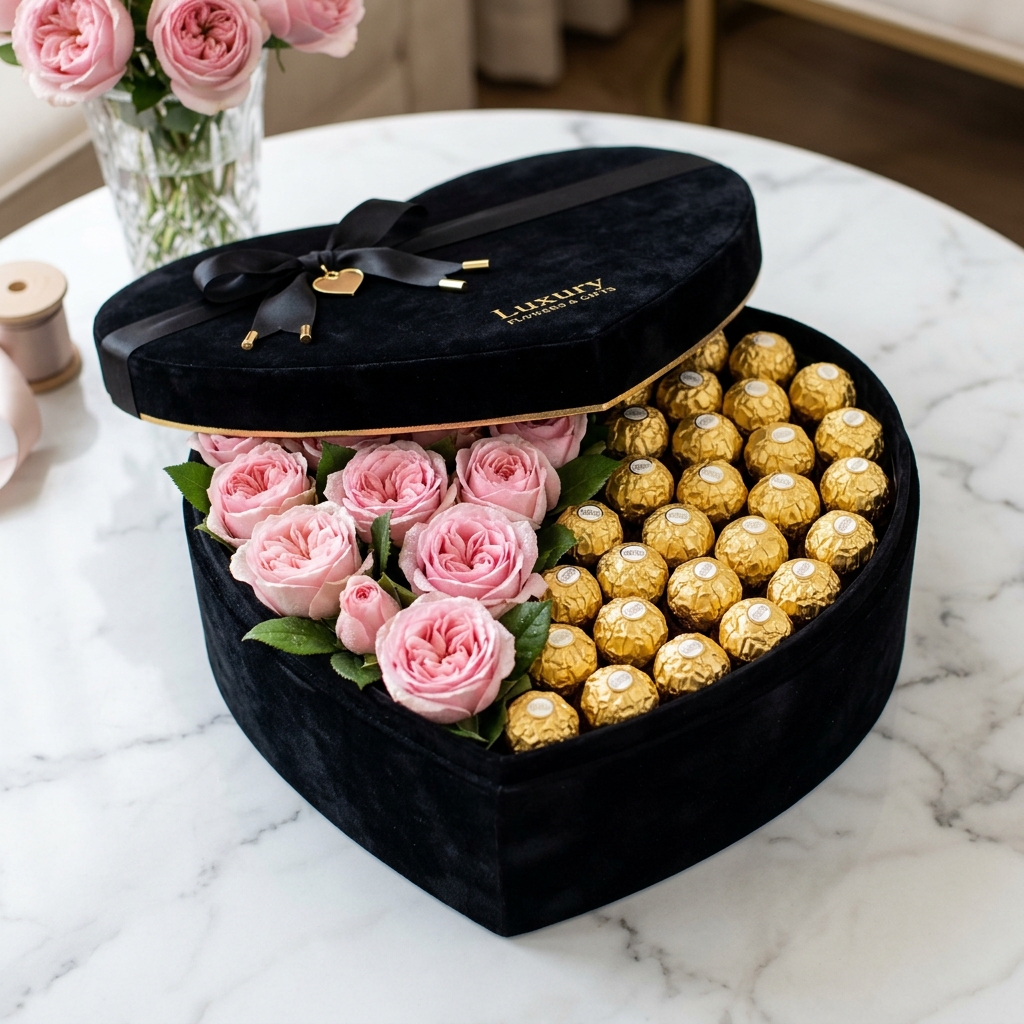 Ferrero Rocher & Red Roses Bouquet fresh flower delivery in Pakistan